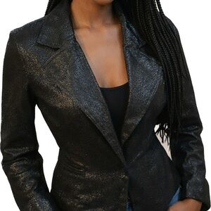 ROOMATIS CALIFORNIA Women's Black Glitter Jean Jacket